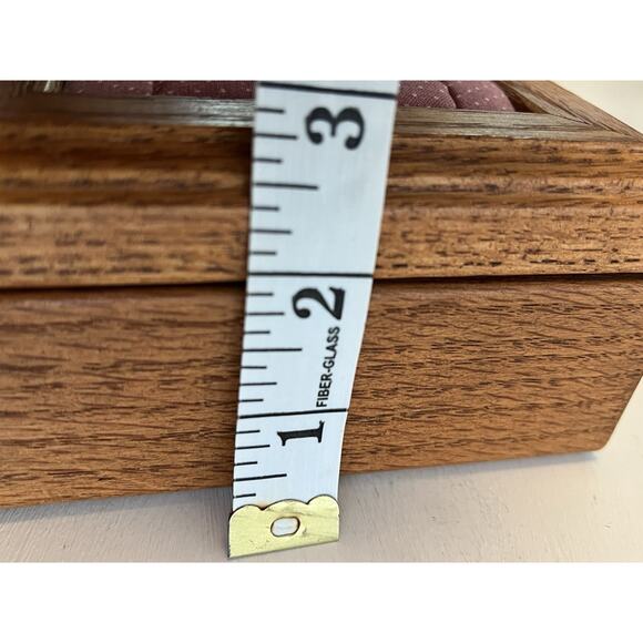 Vtg Tennessee Wood Crafters Oak Keepsake Box Quilted Heart Insert 9” Folk Art - Picture 14 of 14